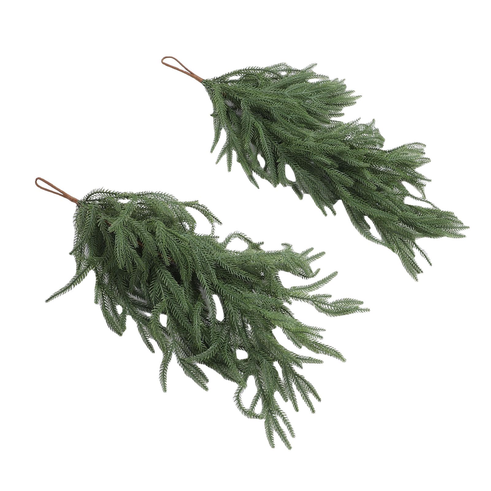 Jelquix 2 Pcs Norfolk Pine Teardrop Swag, Artificial Pine Needle Wreath, Christmas Decor with Hanging Loop, 26.77 Inch, Ideal for Xmas Home Decoration