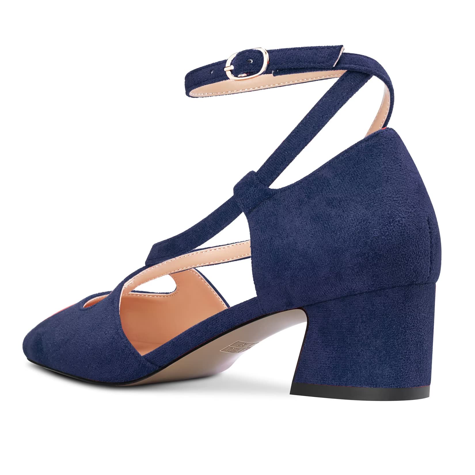 Castamere Donna Medio Chunky Blocco Tacco Heel Quadrata Punta Cinturino Incrociato Pumps Feste Cute Scarpe