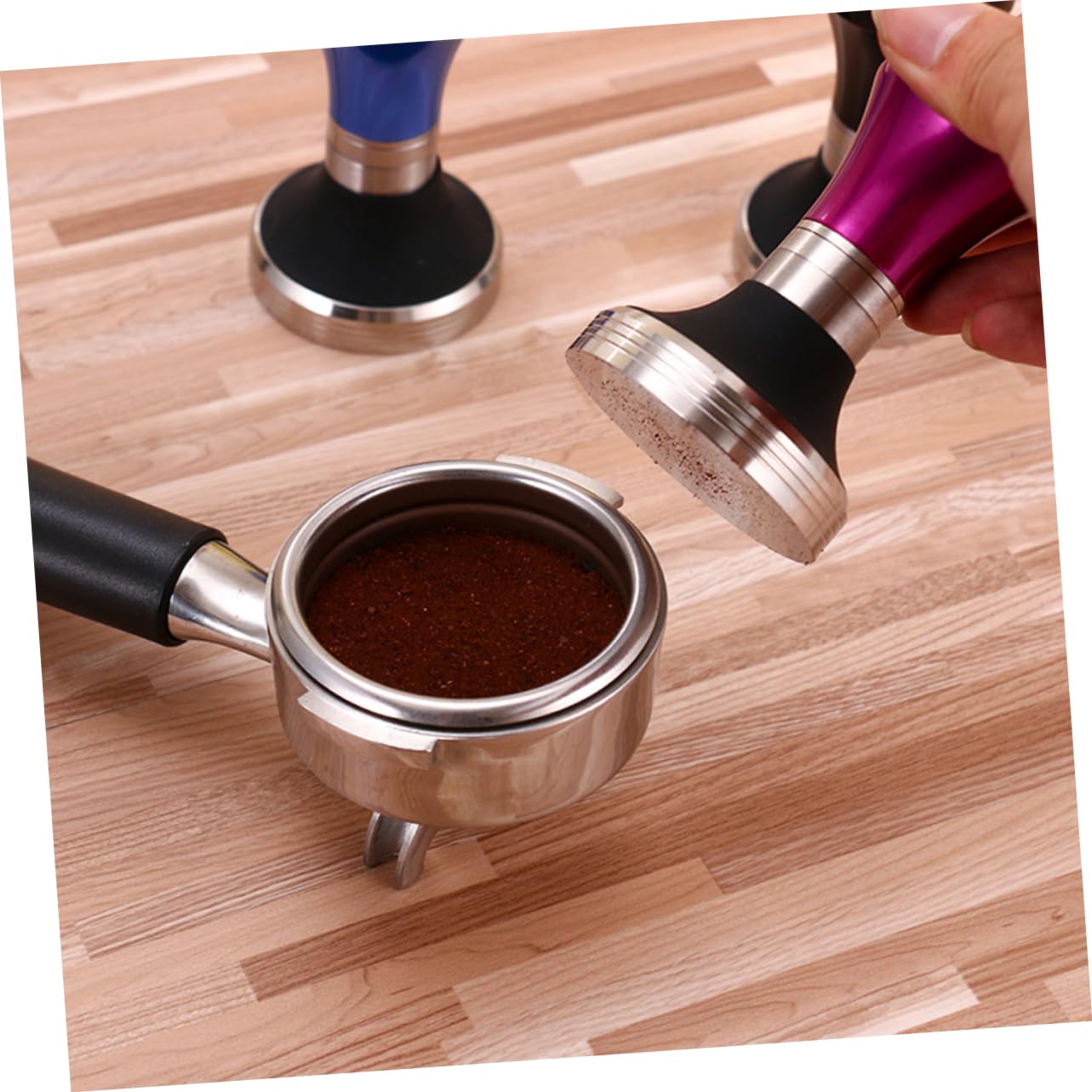 Tamper Caffè Espresso 58mm in Acciaio Inox, Nero Professionale