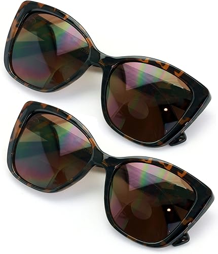 V.W.E. 2 pares de lentes de sol bifocales de lectura para mujer, de gran tamaño, con diseño de mariposa, vintage, color negro tortuga, UV400 V.W.E. 2 pares de lentes de sol bifocales de lectura para mujer, de gran tamaño, con diseño de mariposa, vintage, color negro tortuga, UV400
