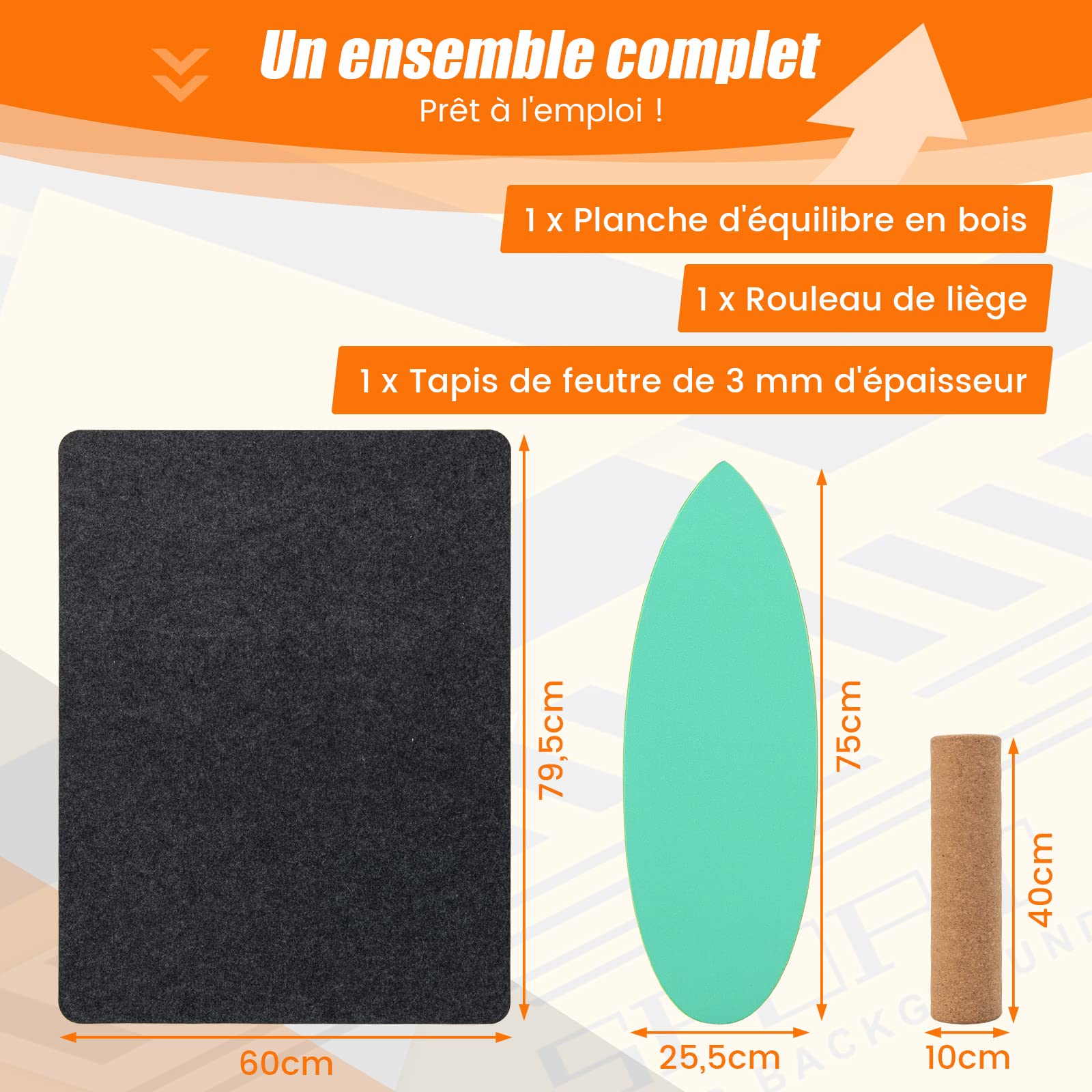 COSTWAY Planche d’Équilibre en Bois avec Rouleau
