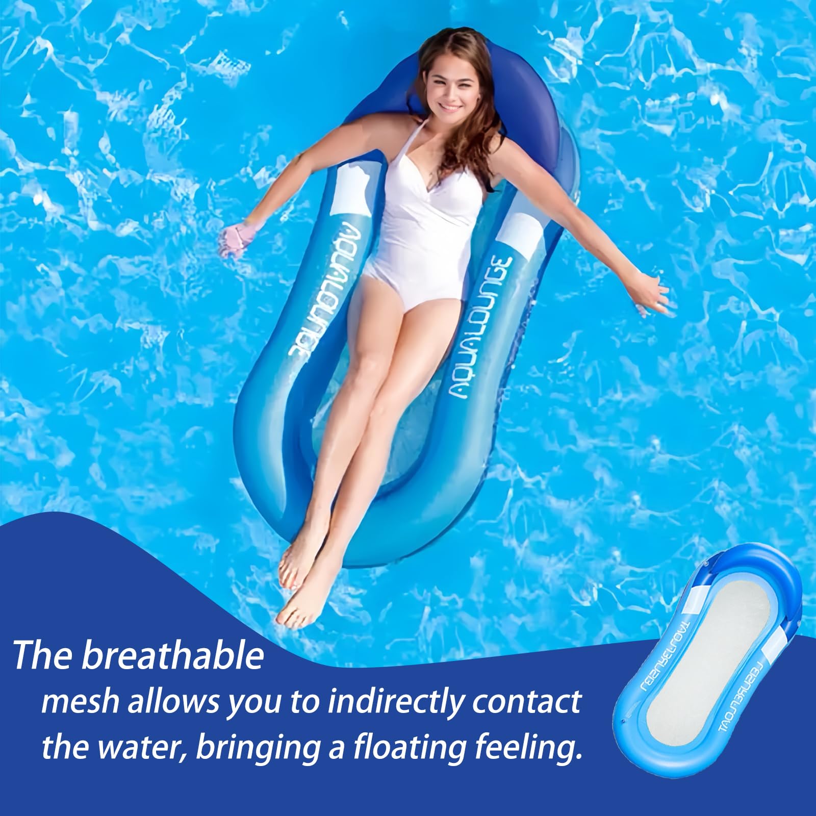 Matelas Gonflable Hamac Avec Appui-tête – 150 X 70 Cm – Filet Rafraîchissant Au Centre – PVC Robuste, Support 90 Kg – Pour Piscine, Plage, Lac