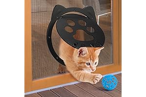 Black Screen Door Cat Door with Lockable Magnetic Flap by ZOUTEX