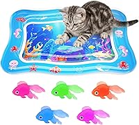 Upgraded Cat Water Mat: Thick 0.7mm PVC Interactive Toy, Cooling/Heating Bed with Floating Fish, Leak-Proof Foldable Play Mat for Indoor Cats