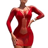 Famstar Sexy Lingerie for Women Naughty Fishnet Lingerie Set Bodysuit Outfits Erotic Sheer Teddy Mesh