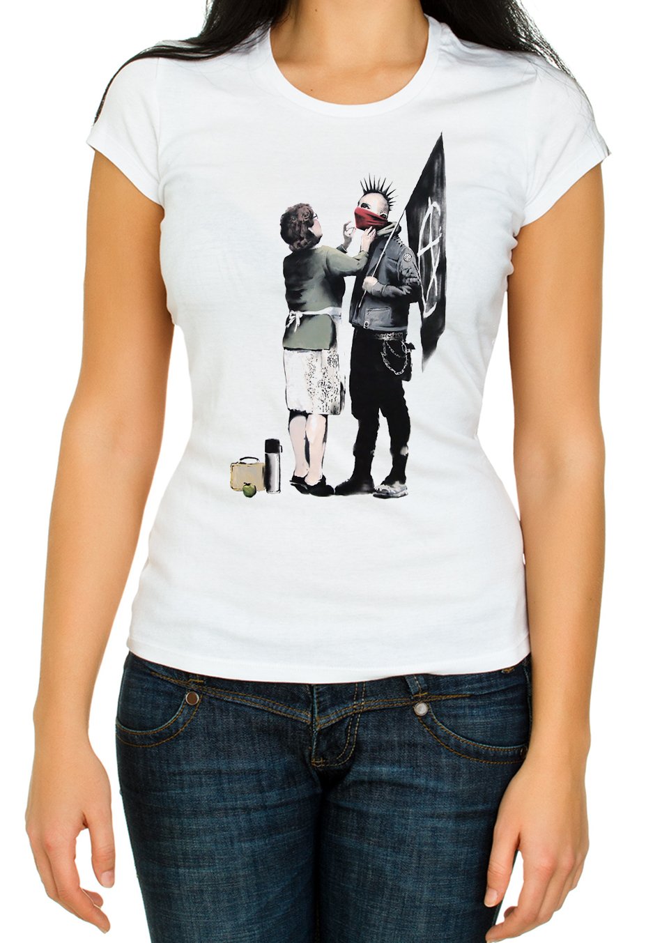 Red&White Co. Women's White Red& Co. Banksy 'S T-Shirt Anarchy Punk Rabel Mum Street Art Graffiti ) Xxl
