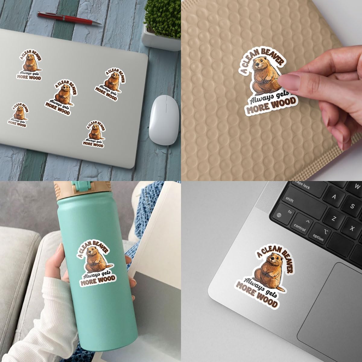 3Pcs A Clean Beaver Always Get More Wood Sticker Funny Beaver Stickers and Decals Clean Beaver Wood Decal a Clean Beaver Sarcastic Adult Humor Gift for Laptop Bottle Phone Car Hard Hat 3"