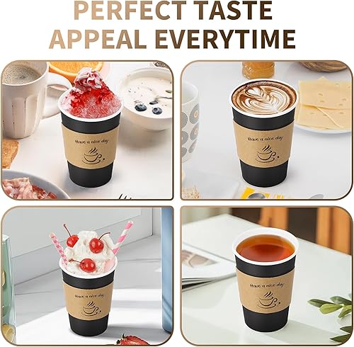 Miniatura 4 de AIRE Paquete de 100 tazas de café de 16 onzas con tapas, tazas de café desechables para bebidas calientes y frías, tazas de café con tapas para