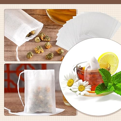 Miniatura 5 de Zubebe 2400 bolsas de té desechables con cordón, bolsas de té vacías para té suelto, bolsas de filtro de té natural, bolsas de té rellenables