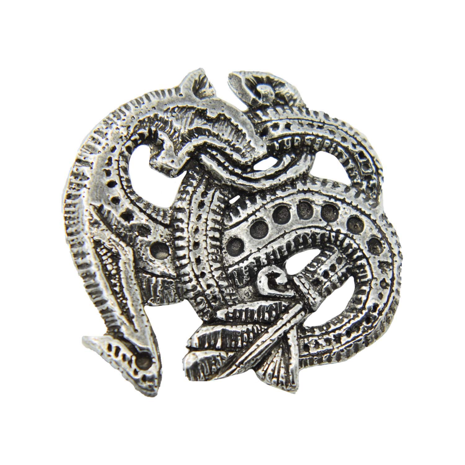 Antique Pewter Viking Dragon Pin G045