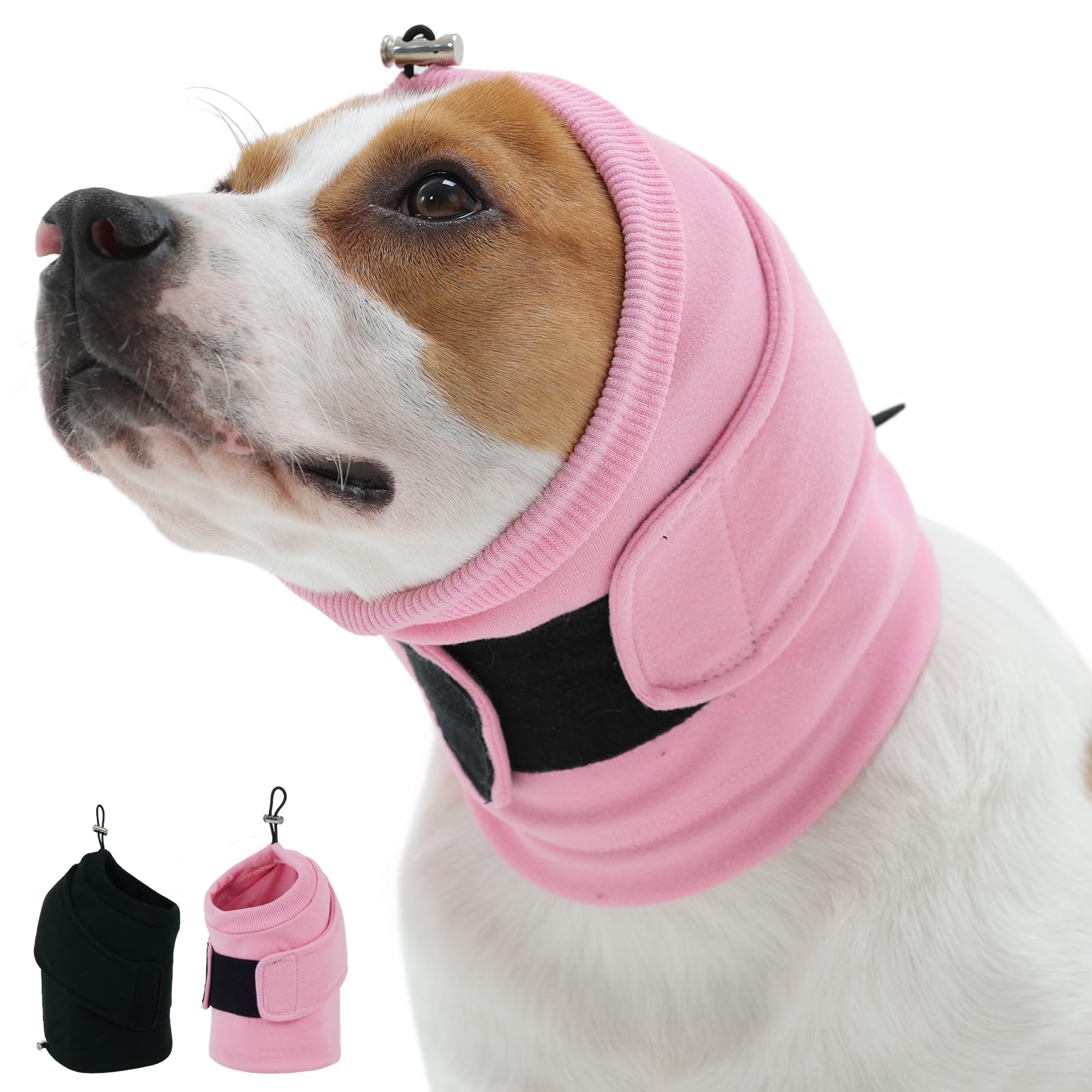 Kuoser Dog Calming Hood & Ear Muff Protector Snood Anxiety Relief, Black L