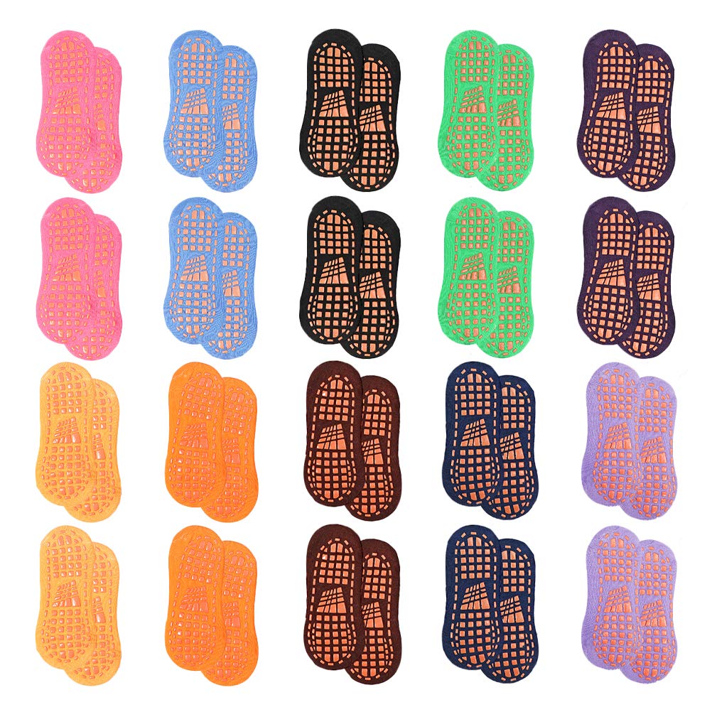 Toddmomy 20 Paare Baumwolle Trampolin Socken Unisex Sportsocken Rutschfeste Boden Yogasocken für Jungen und Mädchen Atmungsaktiv und Bequem Farben Zufällig Zufällige Farbe Zufällige Farbe