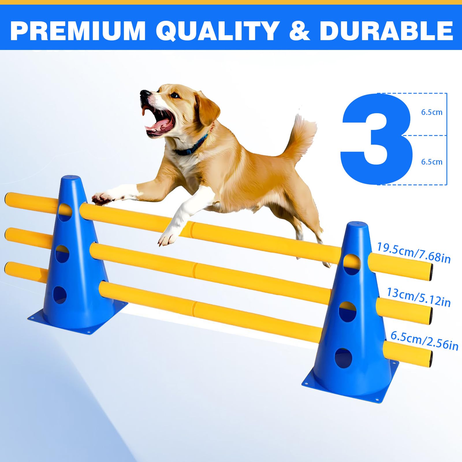 MeYuxg Agility Set para perros – Cavaletti – Juego de barreras ajustables para perros y niños, 23 cm de altura, 8 barras de 80 cm