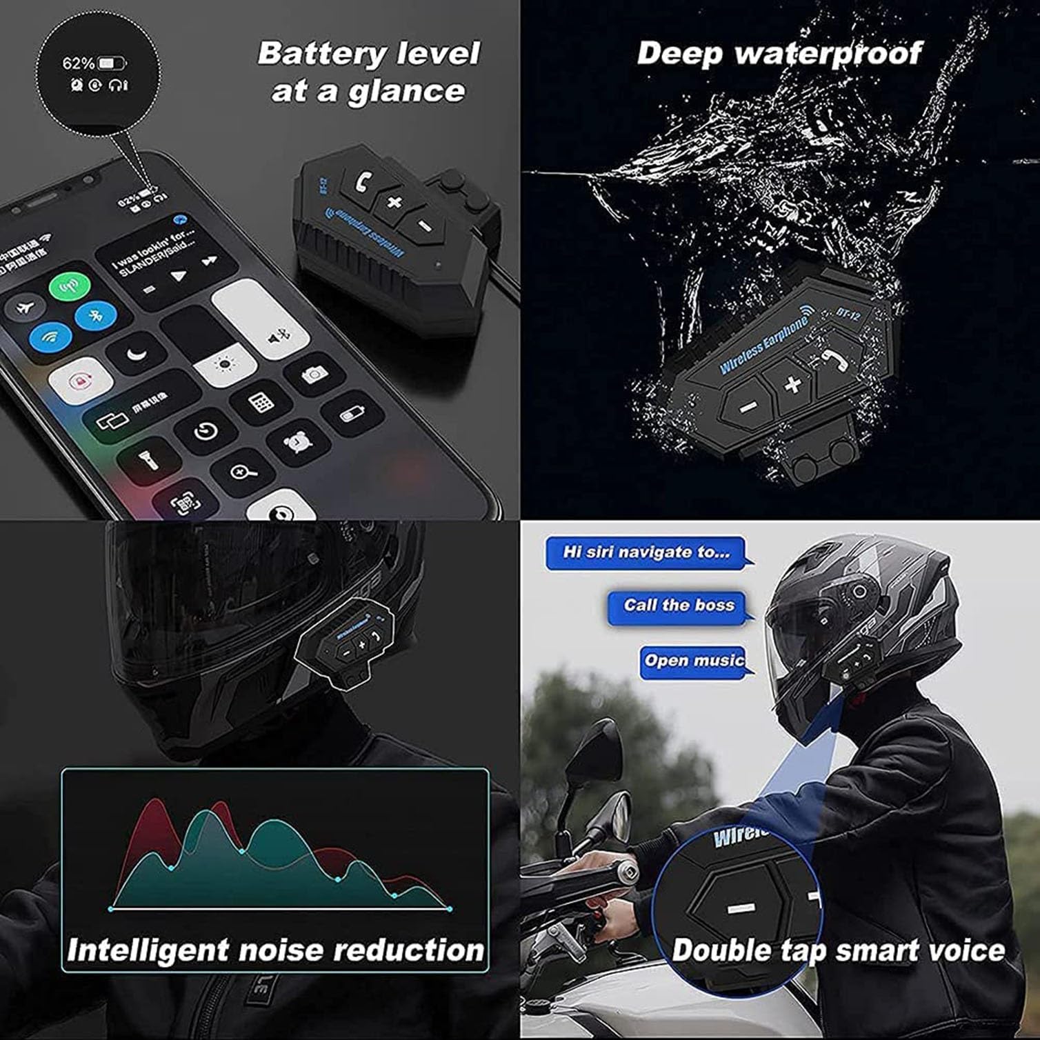 Motorradhelm mit Bluetooth Herren Damen DOTECE-zertifizierter Motorrad Jethelme Integrierter Bluetooth-Halbhelme mit Doppelspiegel Rollerhelm Scooterhelm Winddichter Helm(2,XL=61~62cm)