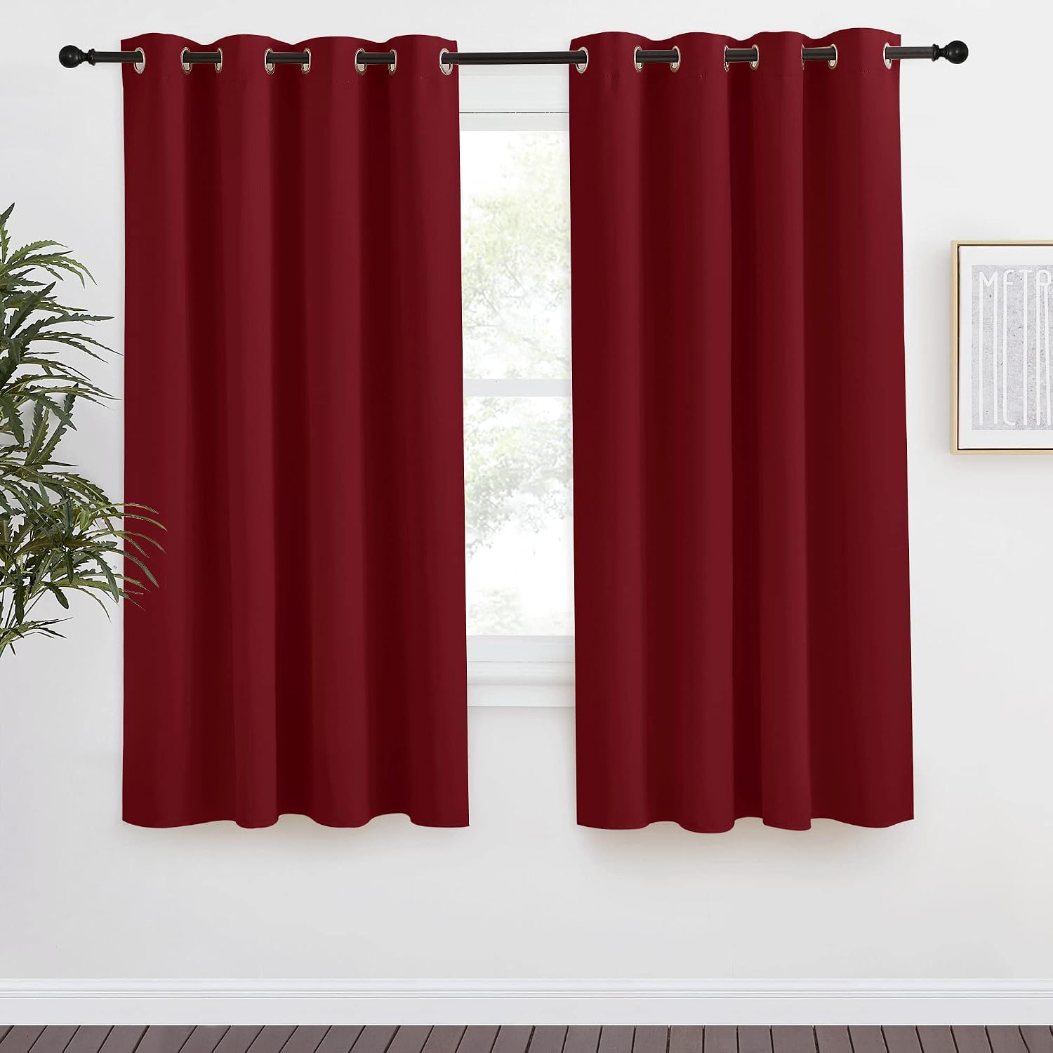 NICETOWN Christmas Burgundy Curtains for Living Room, 55x68 Inch,1 Piece, Burgundy Red, Home Decor Energy Smart Thermal Insulated Window Treatment Drape/Drapery for Patio Door