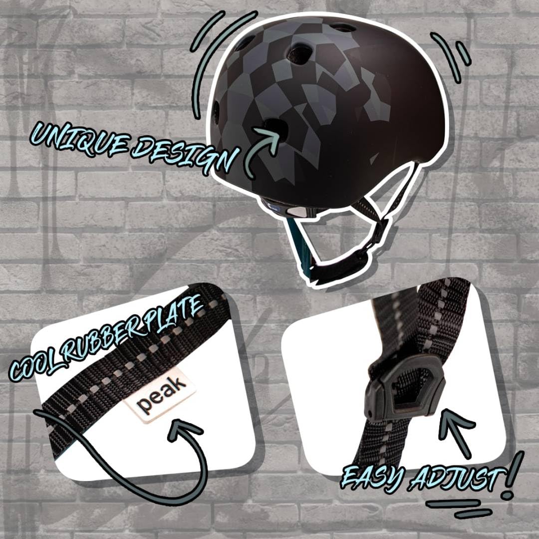 Crazy Safety Black Ramp Graffiti Casque de vélo | Casque Enfant pour vélo, Skateboard, Rollers et BMX Casque de vélo pour Homme et Femme | S/M 52–56 cm | Casque BMX réglable