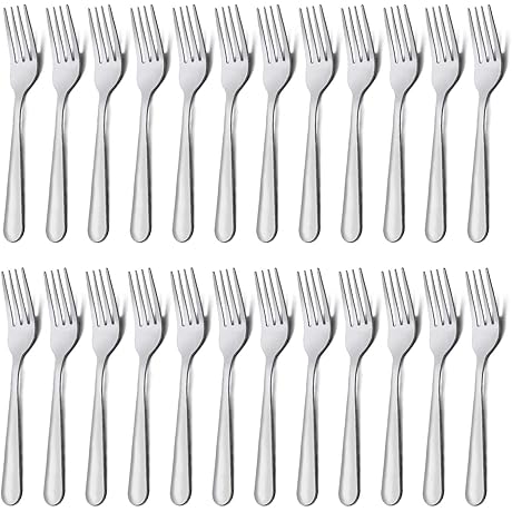 Unokit 24-Piece Silver Stainless Steel Dinner Forks