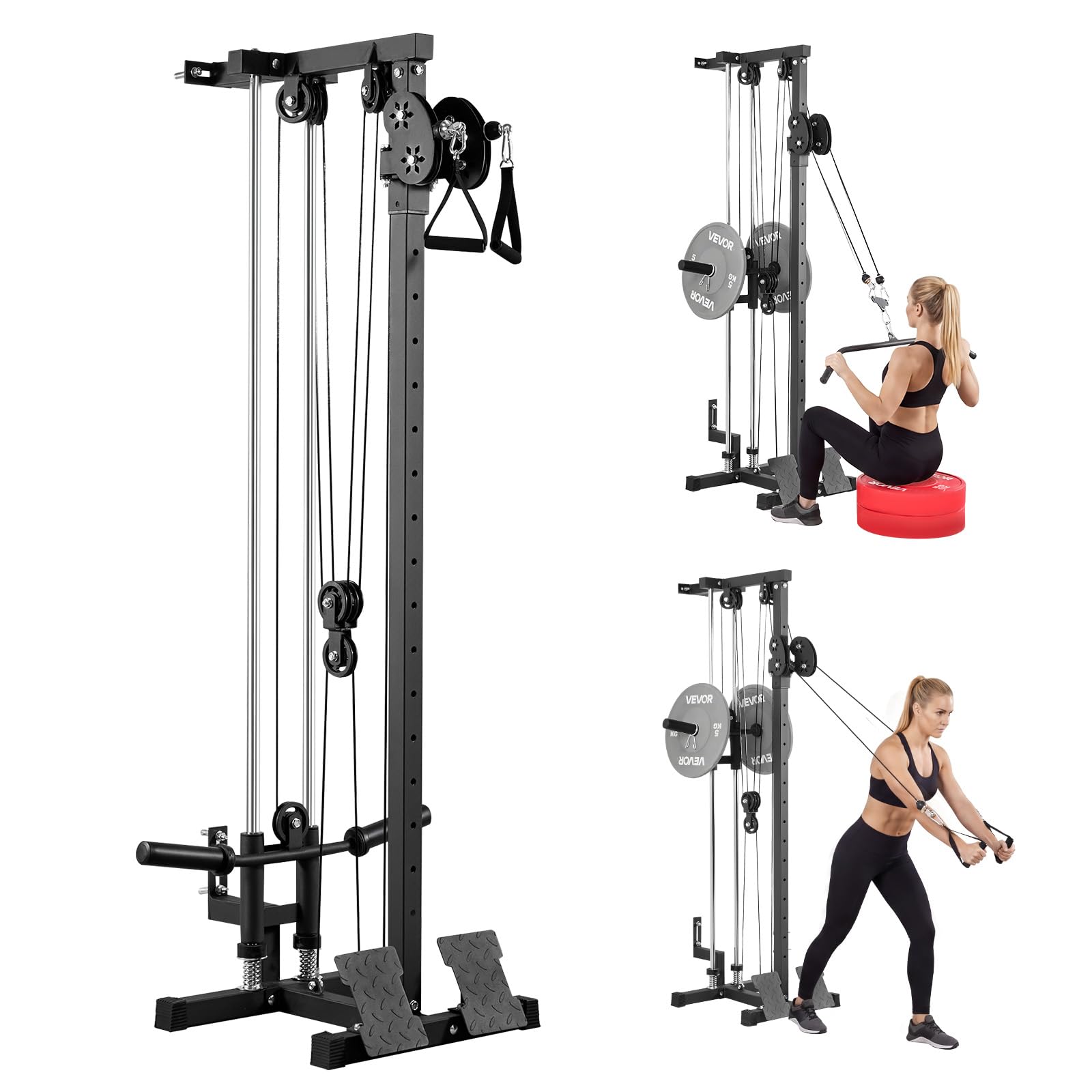 Photo 1 of ** selling for parts as partial set **VEVOR LAT Pull Down Machine, 3-in-1 Row Cable Machine, Cable Machines Home Gym with 18-Levels Height Adjustment, Wall-Mount Design, Load 500 lbs LAT Tower for Full-Body Workouts, Single-Arm Training