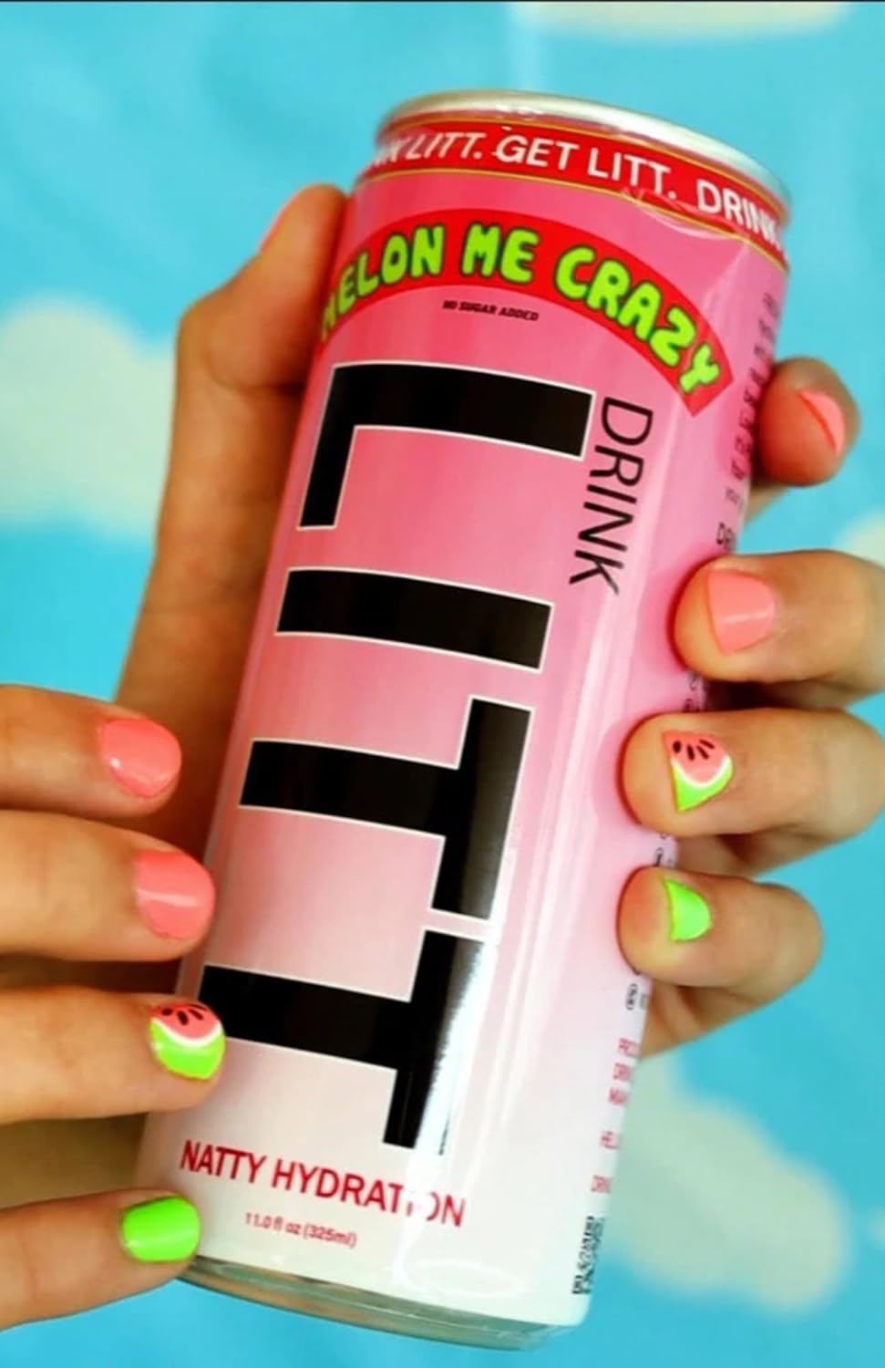 DRINK LITT MELON ME CRAZY | Watermelon | Natty Hydration | Natural Electrolytes | B Vitamins | 11 oz (Pack Of 12)