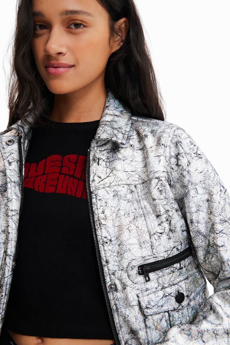 Desigual CHAQ_MINEAPOLIS, 2004 SILVER, CAPPOTTO PU Da donna, Black, L