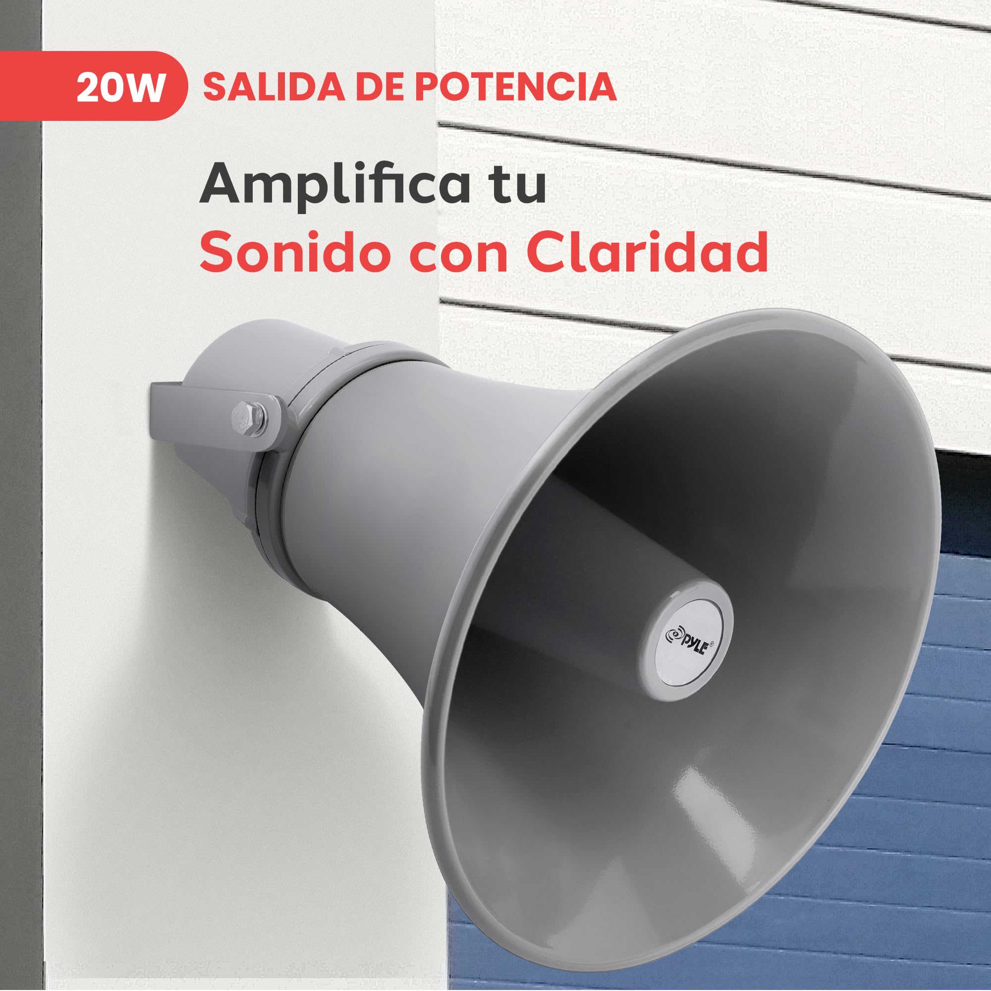 Pyle Altavoz de bocina PA, 25cms, Compacto, para Interiores y Exteriores, Impedancia de 8 ohmios, Potencia de 20V, Montaje para Sistema de Audio 70V