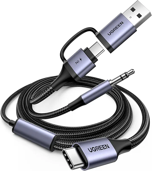 UGREEN USB C to 3.5mm Audio Cable and Charger 2 in 1 Hi-Res Type C to Aux TRS Headphone Car Stereo with PD 60W Fast Charging Compatible with iPhone 17 ProMax Galaxy S25 Pixel 10 iPad Pro Switch 2, 5FT