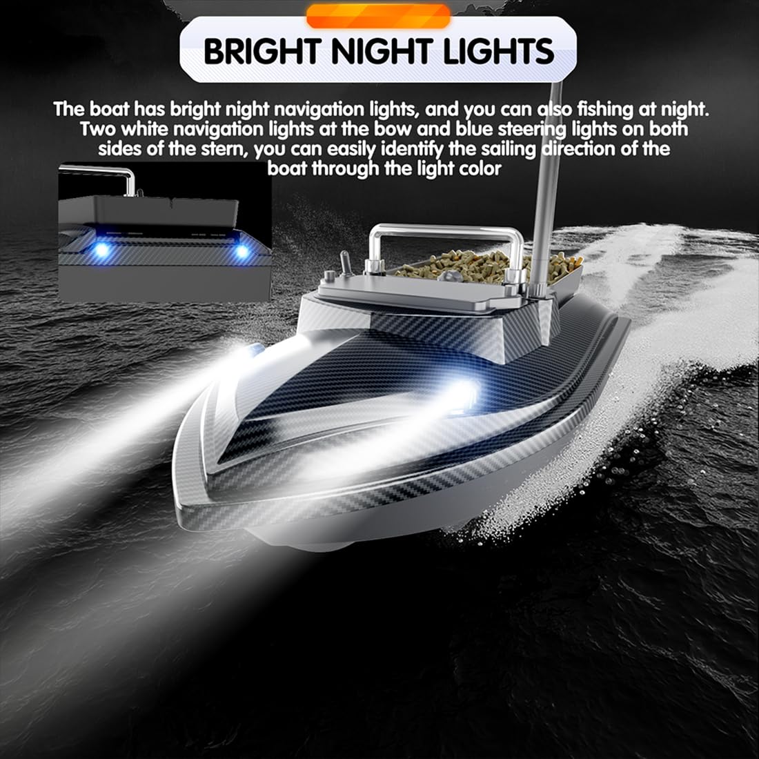 Barco de cebo RC con GPS para pesca de carpas, V060, 12000 mAh, 500 m, control remoto de una sola tolva, cebo de 2 kg de carga, retorno y liberación automáticos y 160 puntos de referencia. Barco de