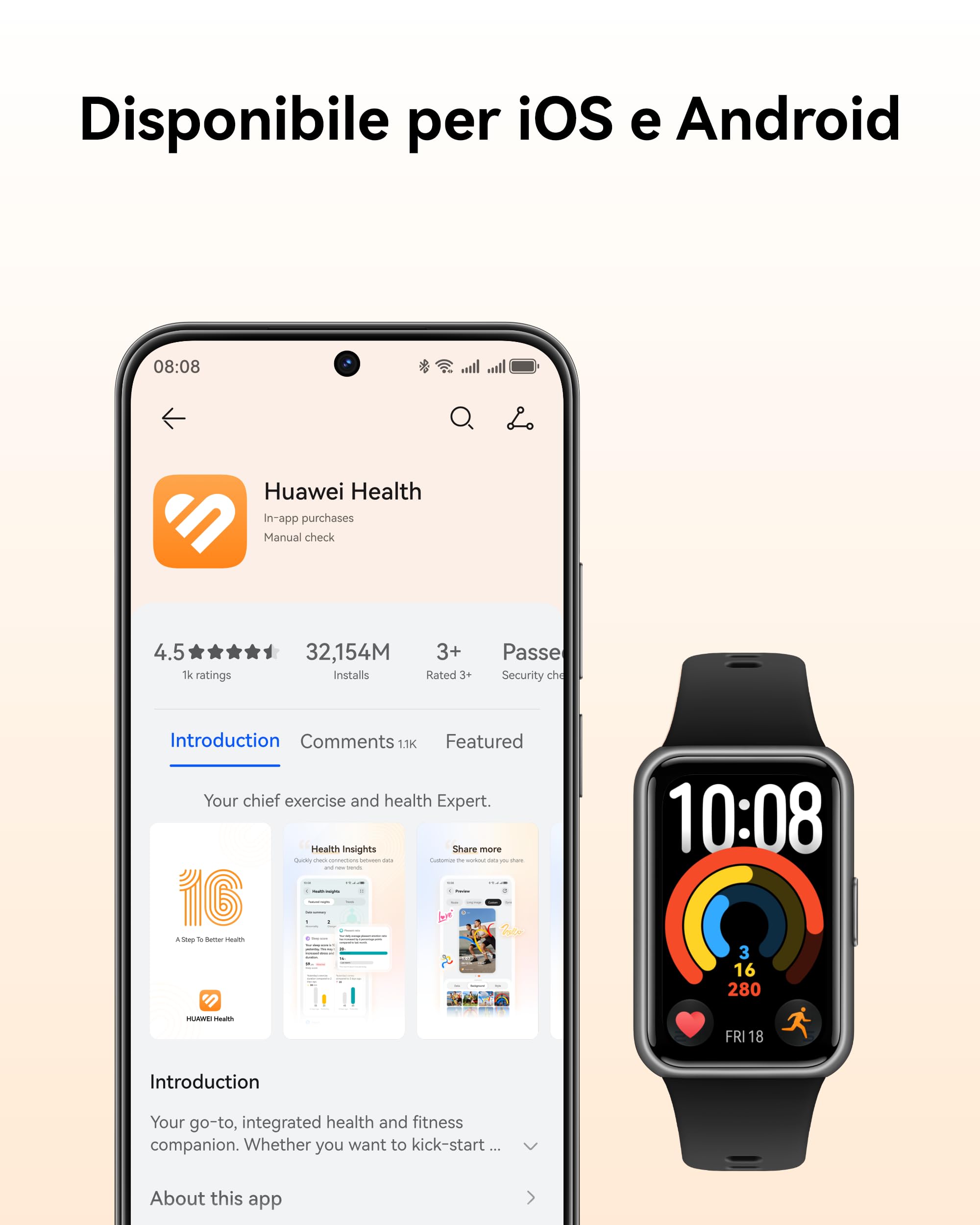 HUAWEI Band 11 Smartwatch, Display da 1.62" Super Luminoso, Fitness Tracker HRV del Sonno Medio, Fino a 14 Giorni, 5ATM Livello di Impermeabilità, Activity Tracker per il Benessere Emotivo, Nero