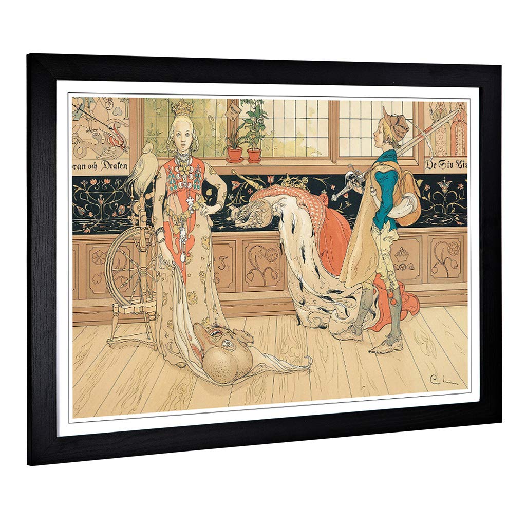 Big Box Art Framed Print of Carl Larsson Design | Wall Art Picture | Home Decor for Kitchen, Living, Dining Room, Lounge, Bedroom, Hallway, Office, Black, A2 / 24.5x18 Inch / 62x45cm