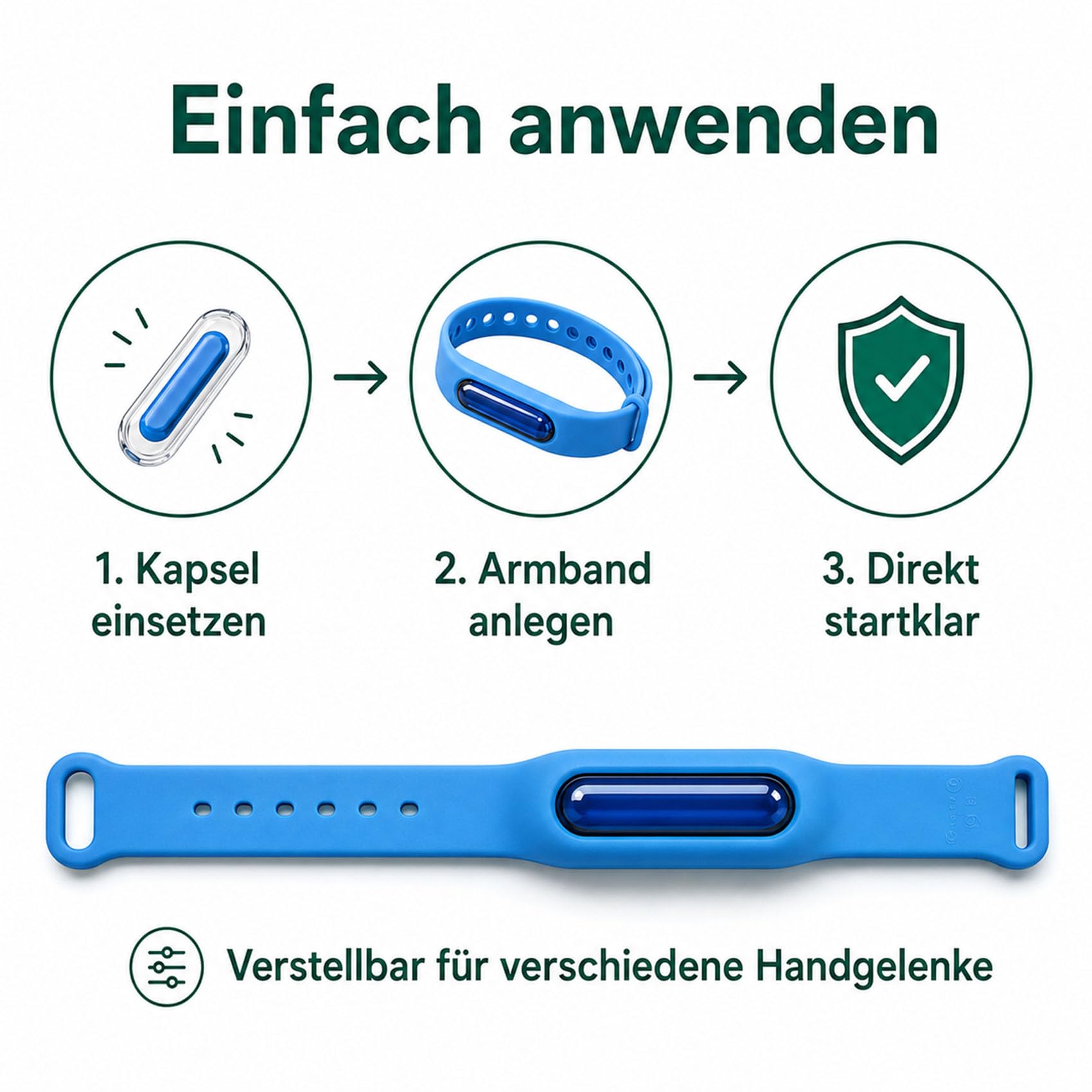 Bronoir Kinder & Erwachsene Verstellbares Silikon Abwehrband Wasserdicht, für Camping Outdoor (5 Stück)