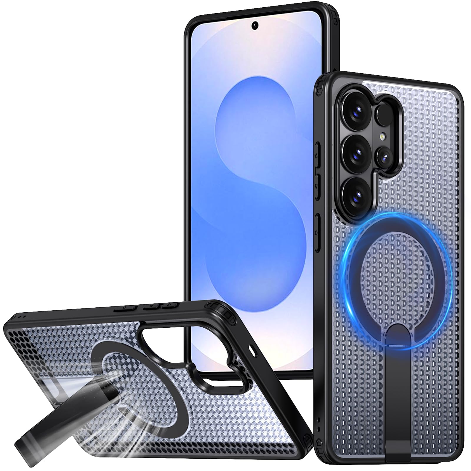 RUNGOS for Samsung S26 Ultra Case MagSafe with Stand (Honeycomb Design Cooling) [Charging while Standing & Stable Magnetic] [12Ft Drop Tested] Shockproof Cover for Samsung Galaxy S26 Ultra Case