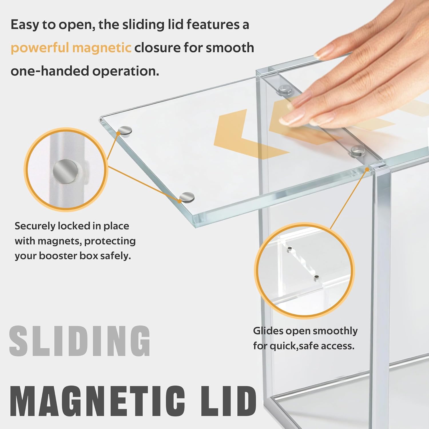 2 PCS Sliding Lid Booster Box Acrylic Case UV Protection & Stackable Display Protector Compatible with Standard TCG Booster Box 6mm Extra Thick Heavy Duty Clear Case for Collector Inner 3.1x4.8x5.4 in