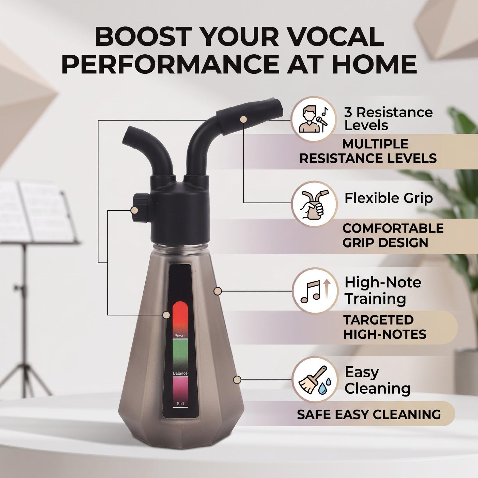 Zunate Vocal Training Flasche 500ML 3 Widerstandsstufen Singen