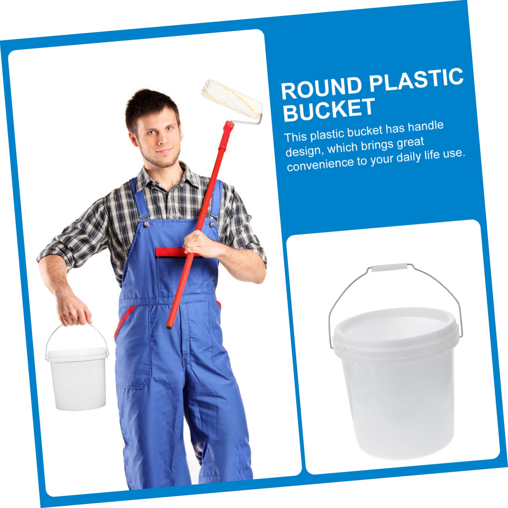 Ipetboom Seau Ménager Plastique Blanc 10L Couvercle Hermétique et Poignée Seau Étanche pour Conservation des Aliments Nettoyage et Usage Domestique Polyvalent