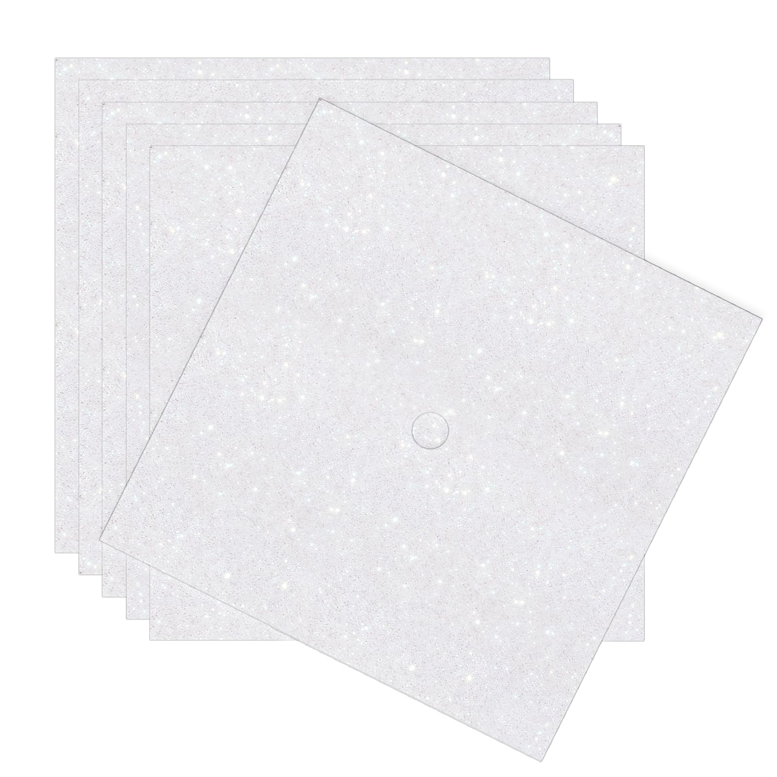 6 Sheets Graduation Cap Decoration Blank Grad Cap Topper Self-Adhesive Glitter Grad Hat Topper Cover Decor for 2026 DIY Graduation Cap Decoration, White