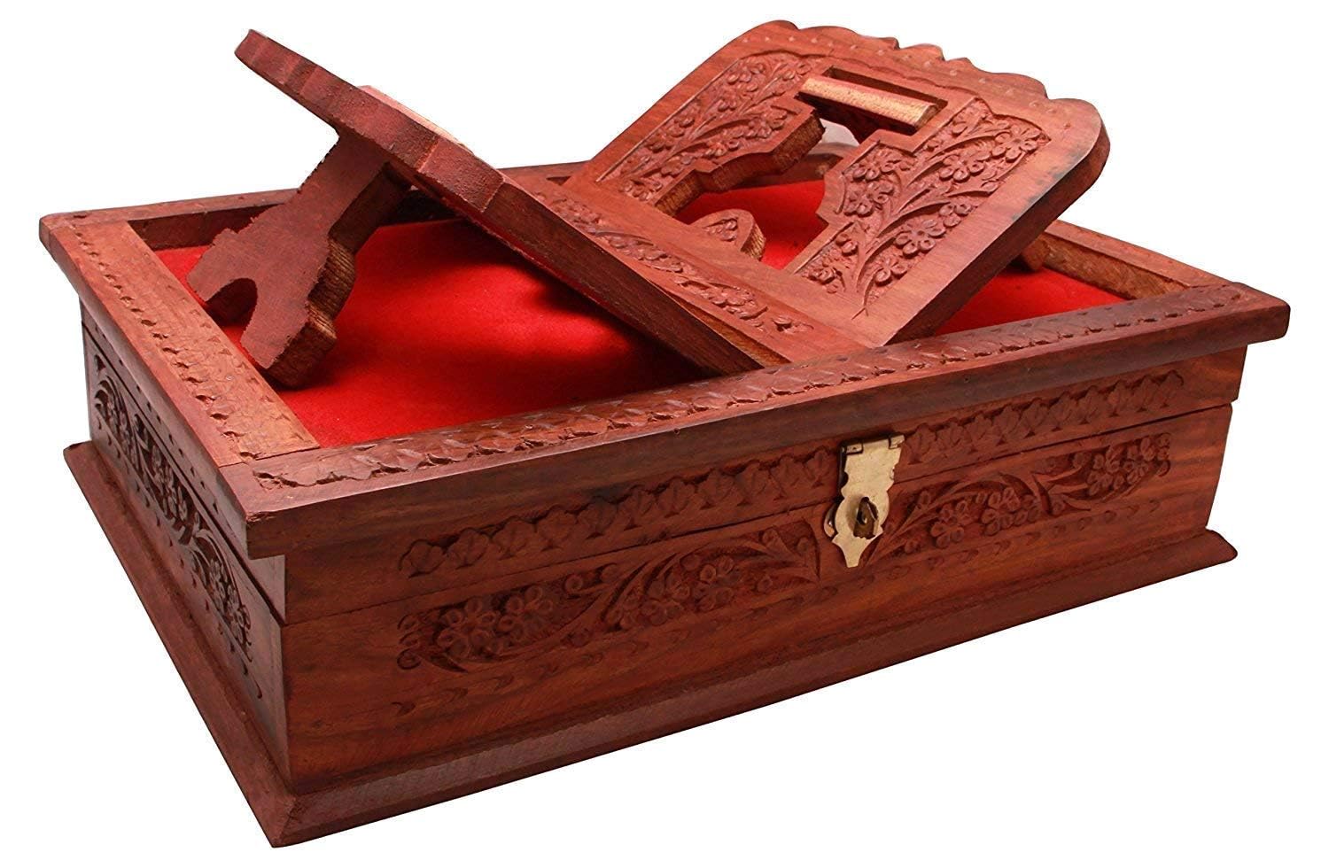 Wooden Handmade Book Box for Holy Book Reader, Book Storage, Book Holder, Holy Book Stand Box for Quran, Ramayan,Bible, Gita, Ved & Guru Granth Sahib - Gift Option, Home Decor-image-32
