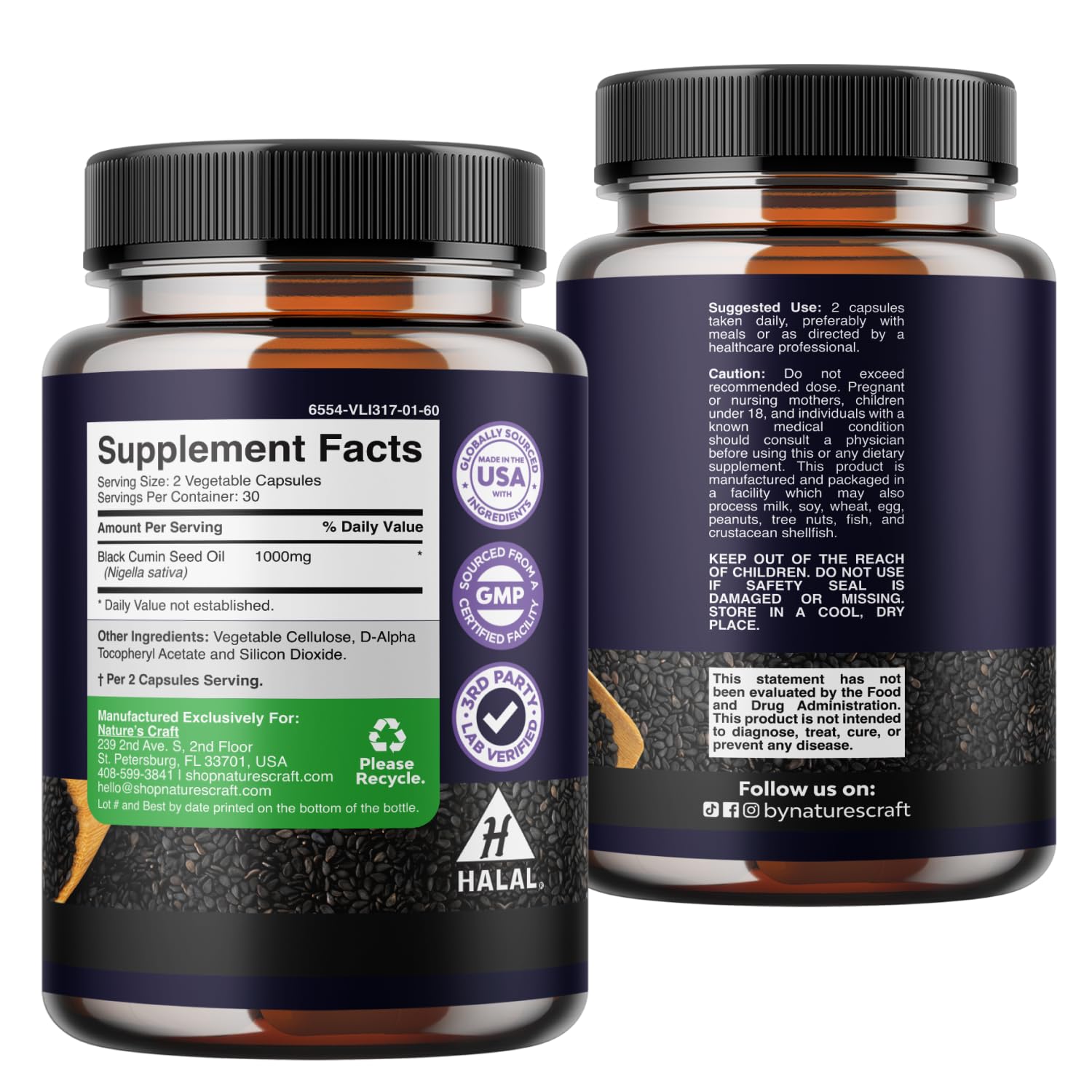 Black Seed Oil Capsules with Omega 3-6-9, Dietary Supplement - 60 Count — Amazon image 7