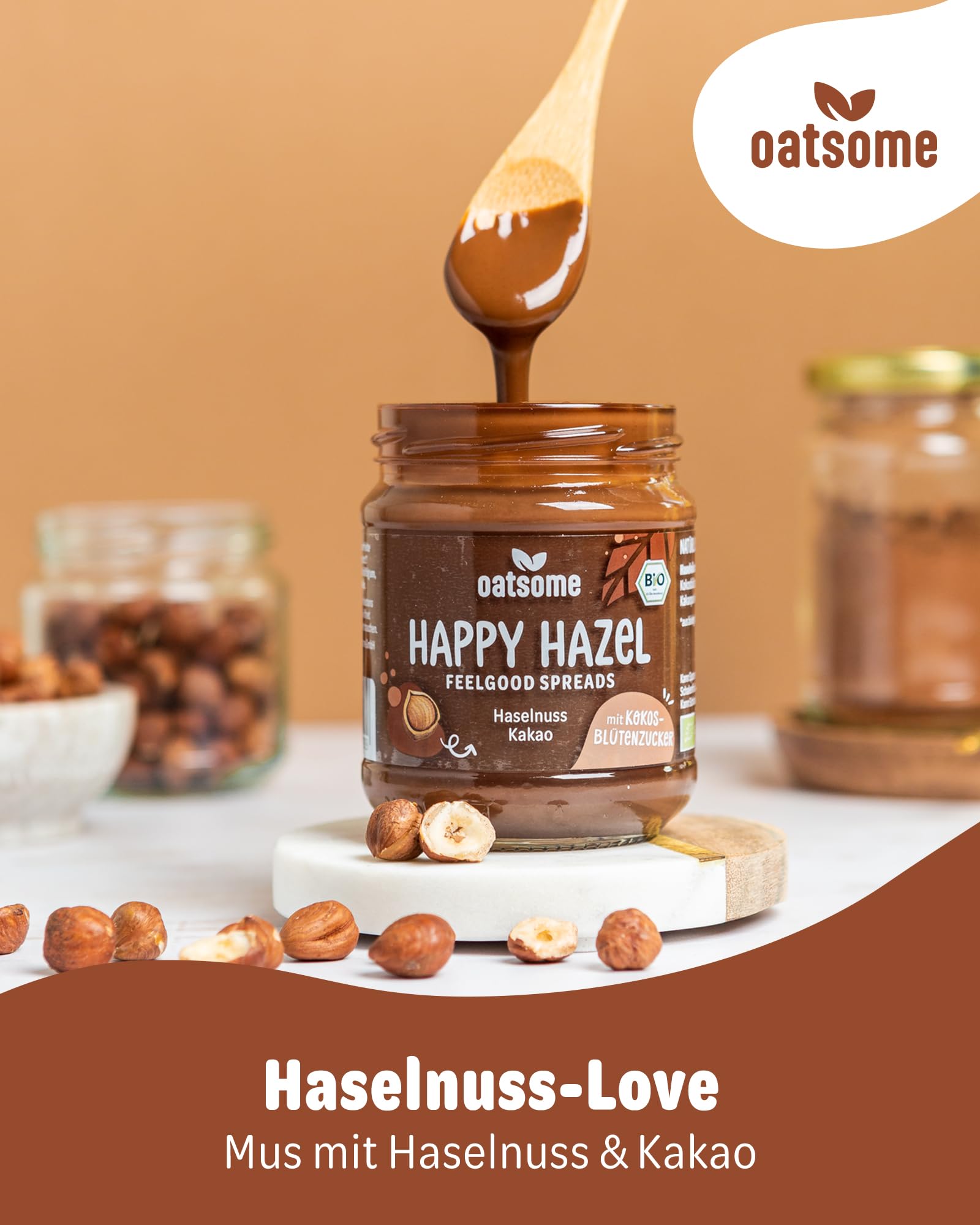 OATSOME® 6er Set Happy Hazel | Feelgood Spread | Sparset | Cremiges Nussmus | Vegan | Ohne Raffinierten Zucker & Ohne Palmöl | Bio & 100% Natürlich | 6x200g