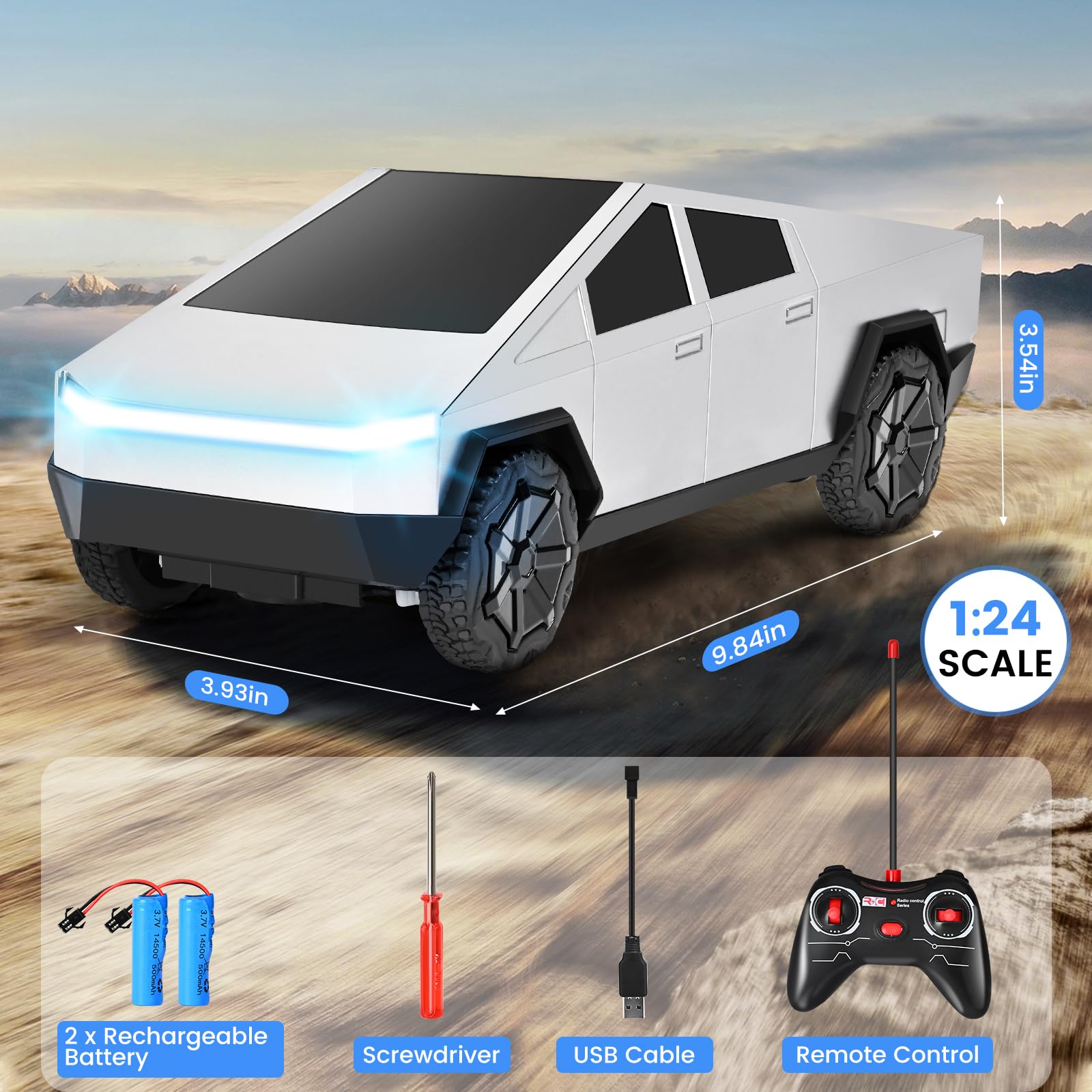 Layorslit Remote Control Car Toy, High Speed Remote Control Car with Light and Loadspace, 1:24 RC Car Toys, Electric Vehicle Toys for Kids, Gifts for Kids, Boys and Girls — view 6