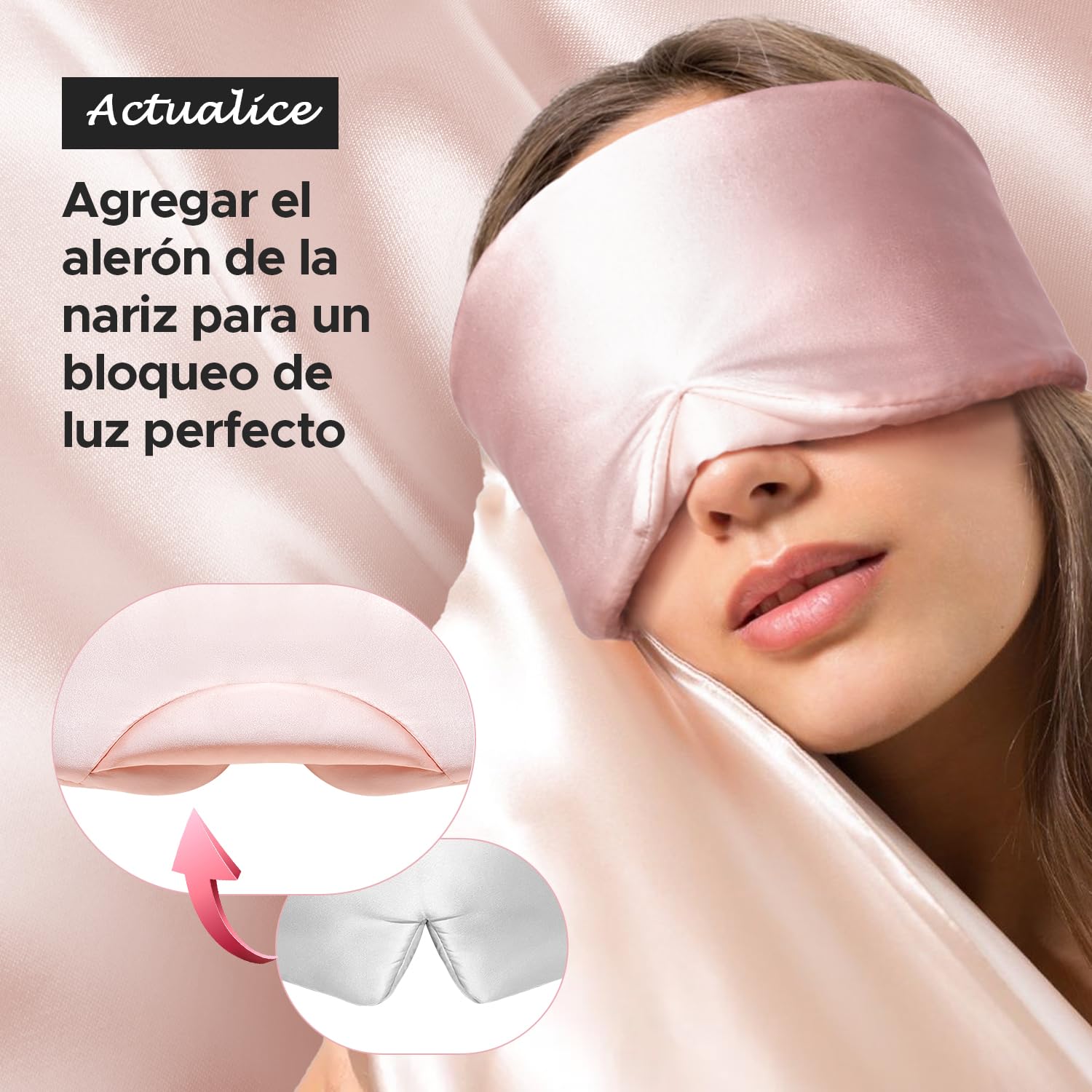 LitBear Antifaz para dormir de seda, antifaz para dormir para mujeres y hombres, 100% seda de morera pura, 22 mommes, cara abrazando la cara acolchada de seda protección ocular para dormir con cinta
