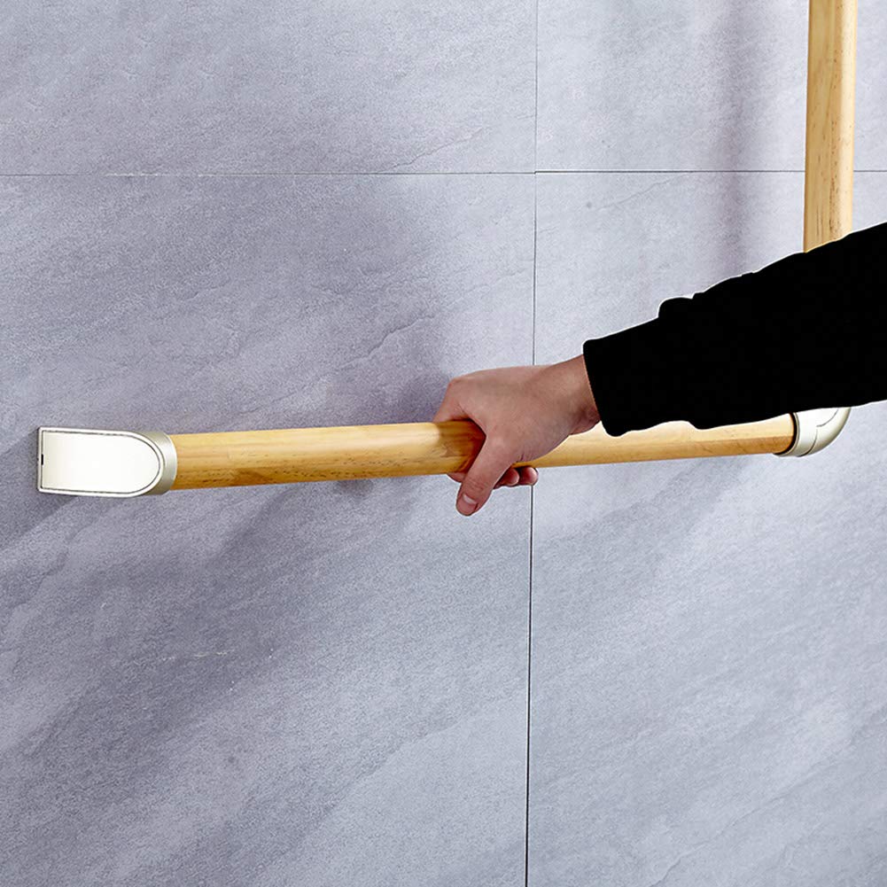 Barra de agarre de seguridad para baño de madera, barra de apoyo de soporte en ángulo en forma de L, pasamanos de ducha de bañera para mujeres mayores, discapacitadas o embarazadas(70×70cm)