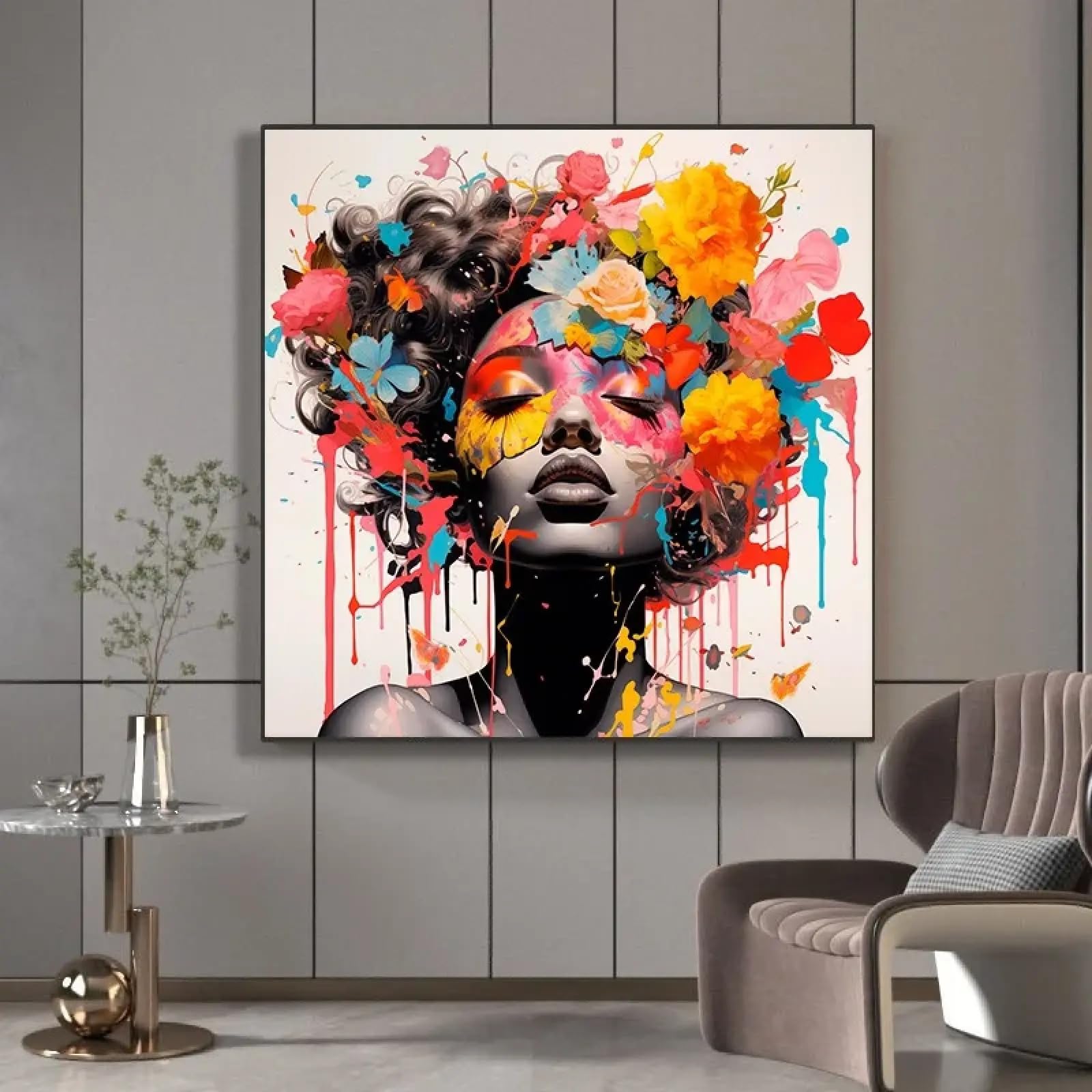 Affiche femme noire fleurs pour salon de beauté dynamique - 8