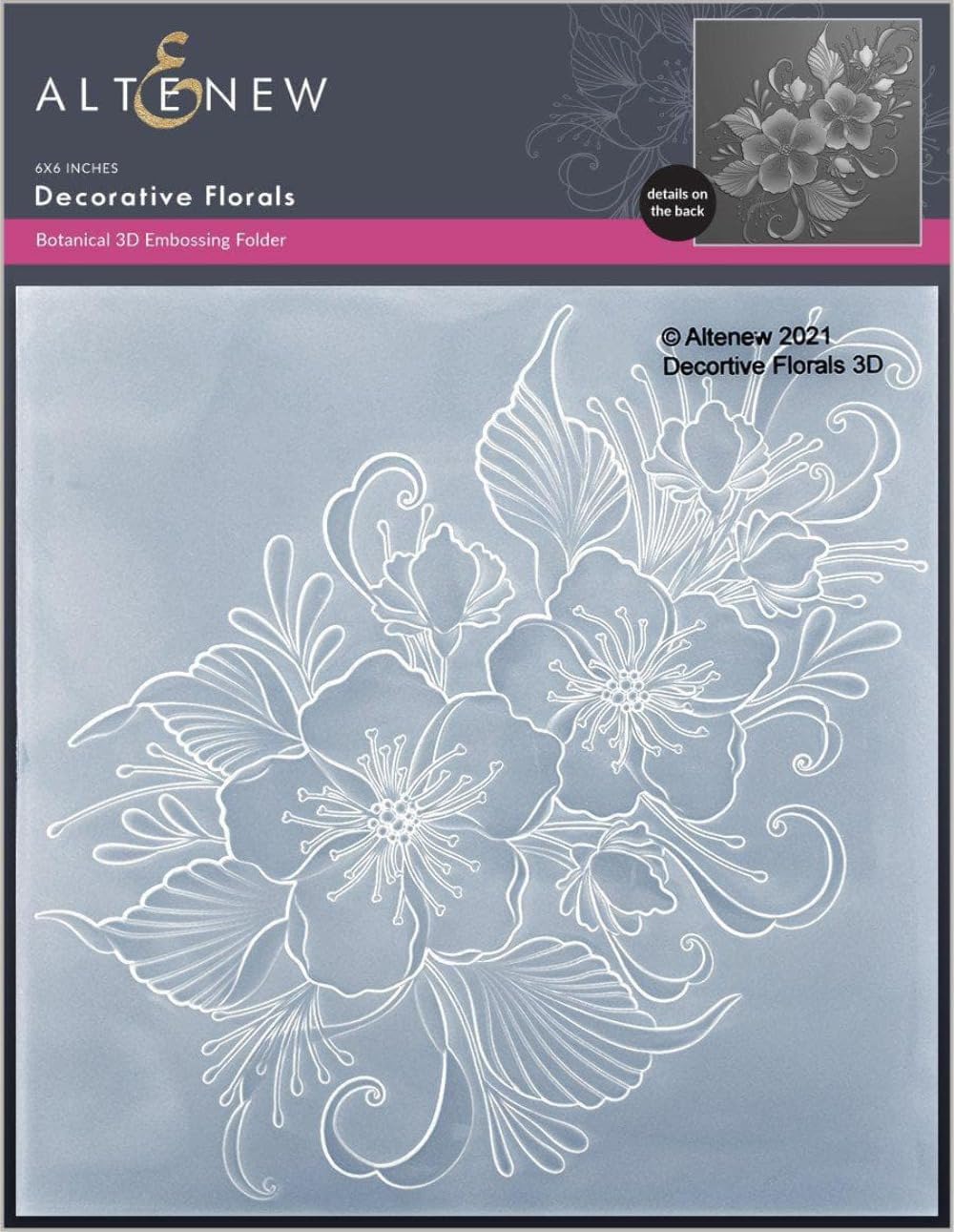 Altenew Decorative Florals 3D Embossing Folder, Easy to Use Embossing Folders for Paper Crafting, Three-Dimensional Projects, Embossing Folders for Cardmaking, Scrapbooking, and Journaling