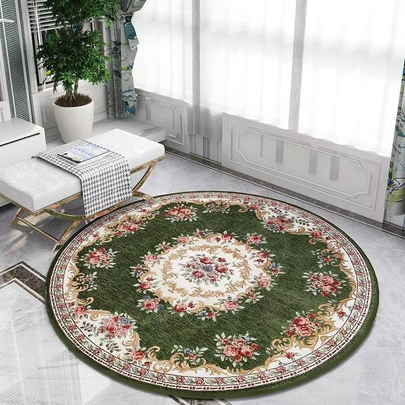 Tapis rond lavable et antidérapant de 180 cm style rétro floral