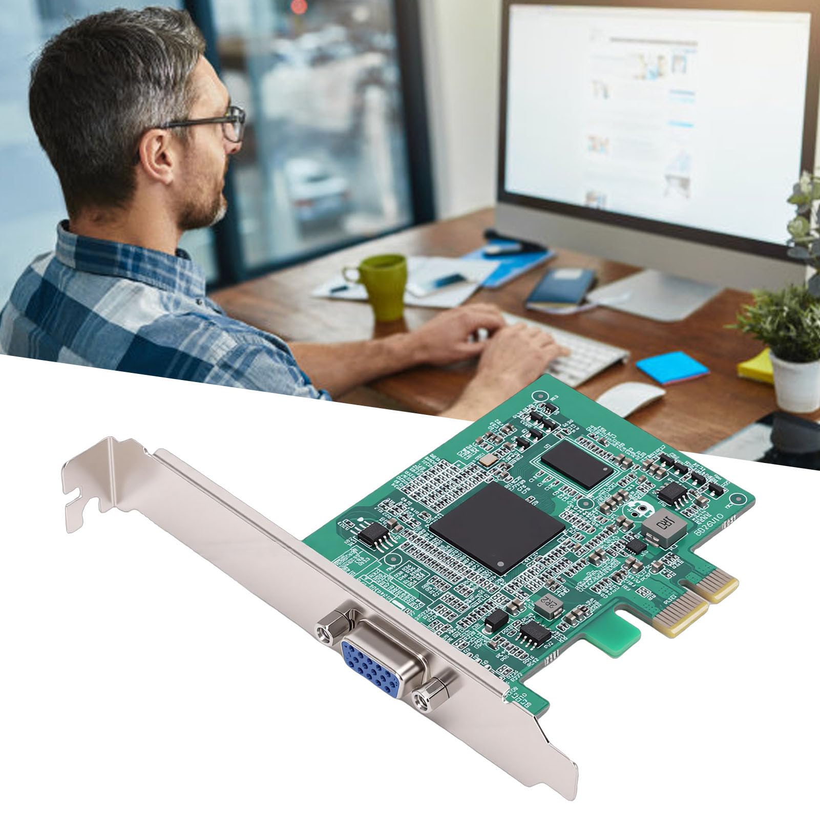 Jectse Scheda grafica PCIe, Plug and Play, senza bisogno di driver, interfaccia PCI a doppio slot, basso consumo energetico 6 W, con diverse modalità di visualizzazione, per scheda madre X99 X79