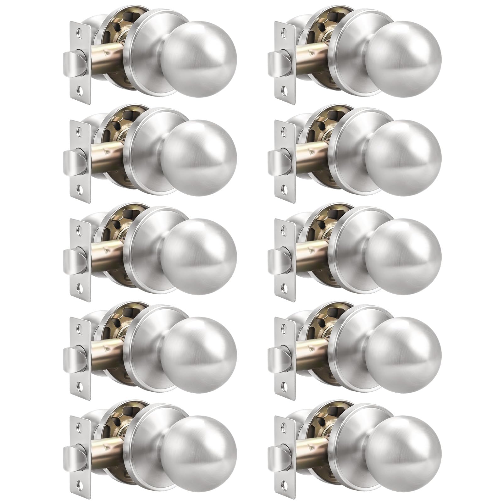 Probrico Satin Nickel Door Knobs - 10 Pack -1