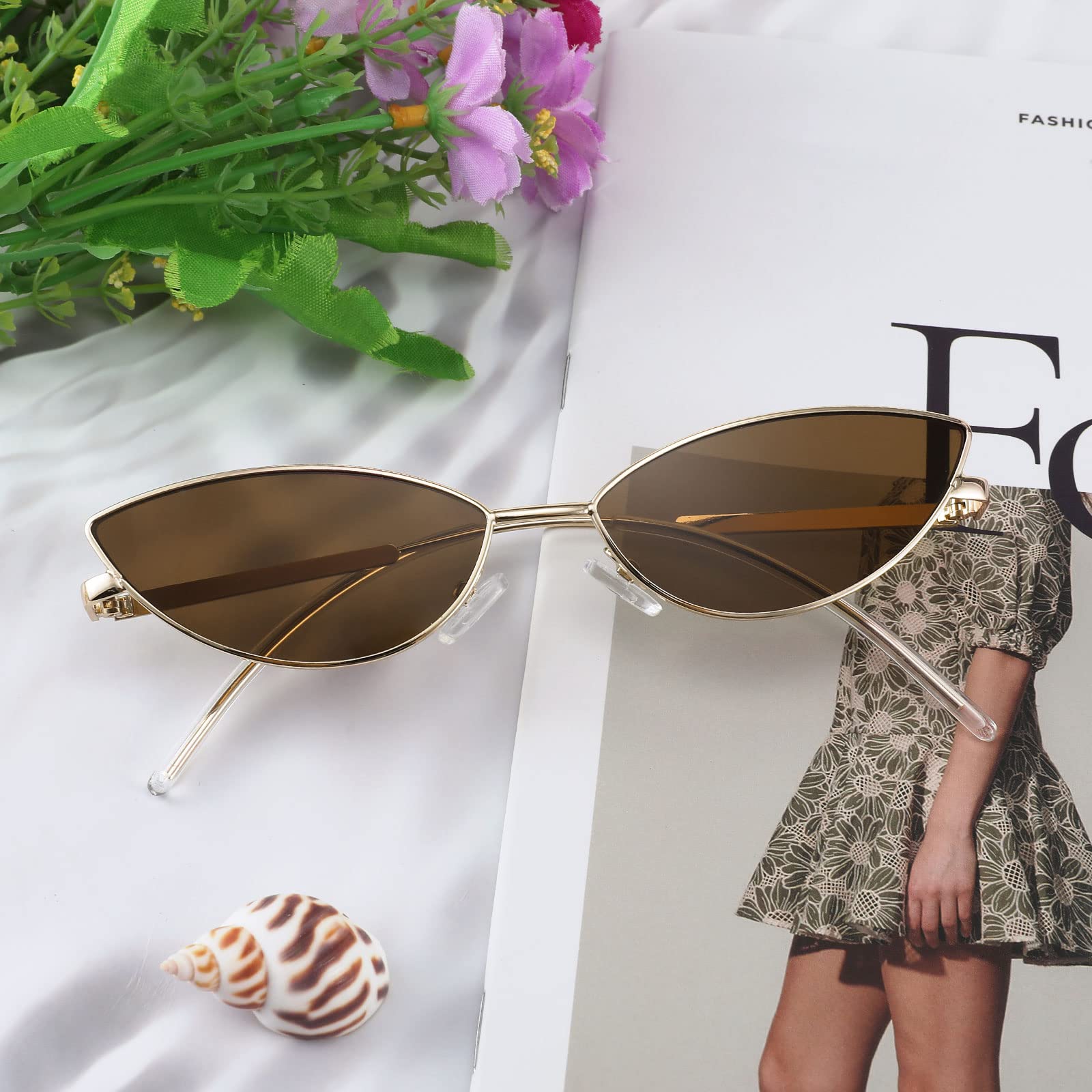 FEISEDY Fashion Designer Sunglasses Retro Small Petals Shape Arc Temple Design B2298