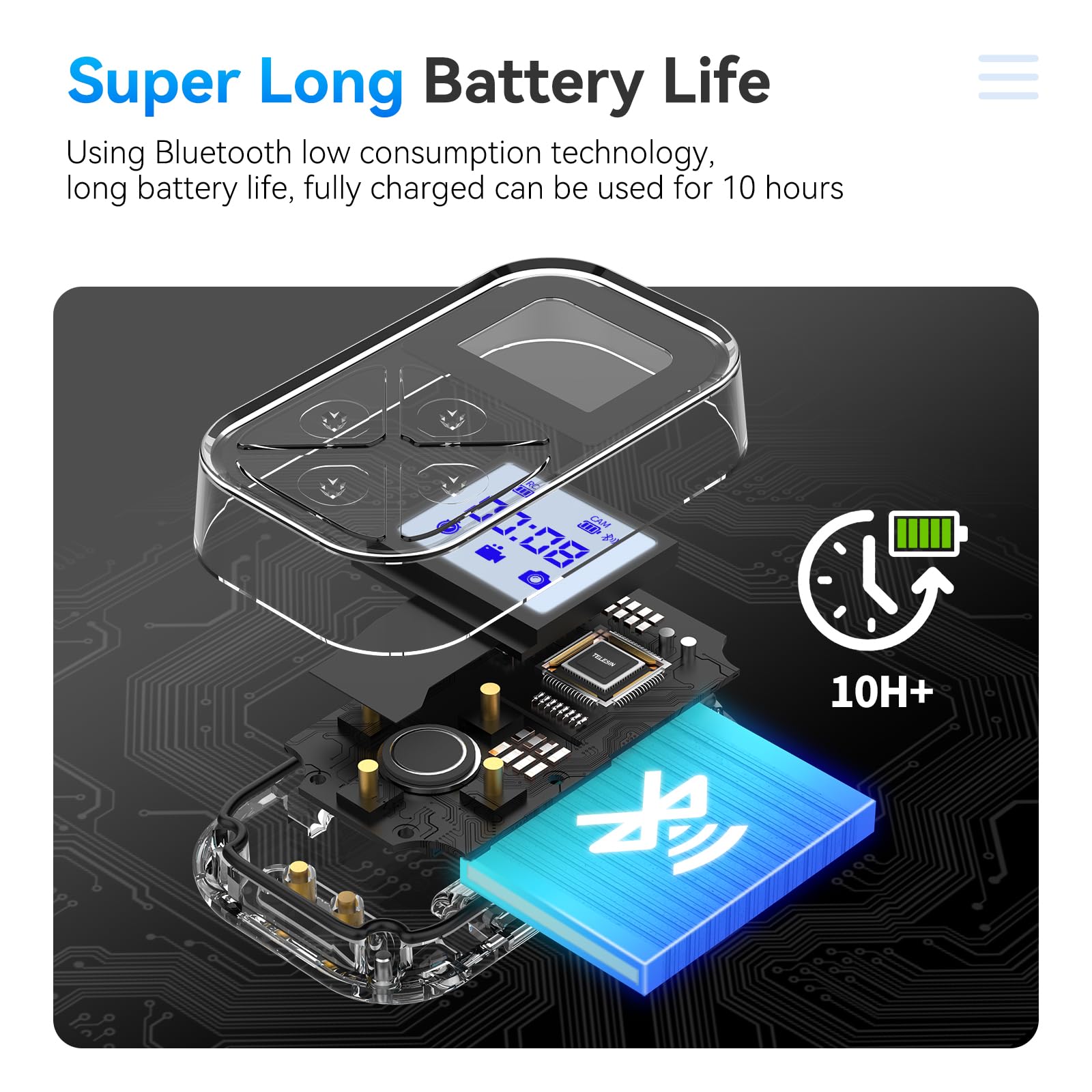 TELESIN Telecomando senza fili Bluetooth compatibile con Gopro Hero 13 Hero 12 Hero 11 Hero 10 Hero 9 Hero 8 Max telecomando per fotocamera impermeabile con cinturino da polso