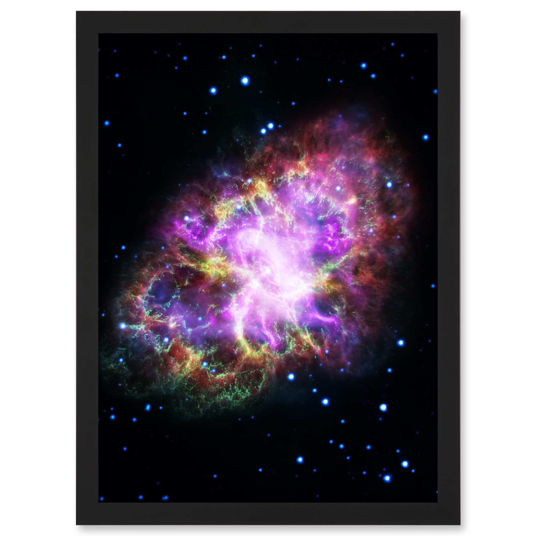 Artery8 Hubble Space Telescope Image Multiwavelength Crab Nebula Detailed Composite From VLA Spitzer Hubble XMM-Newton And Chandra X-Ray Observatory Artwork Framed A3 Wall Art Print