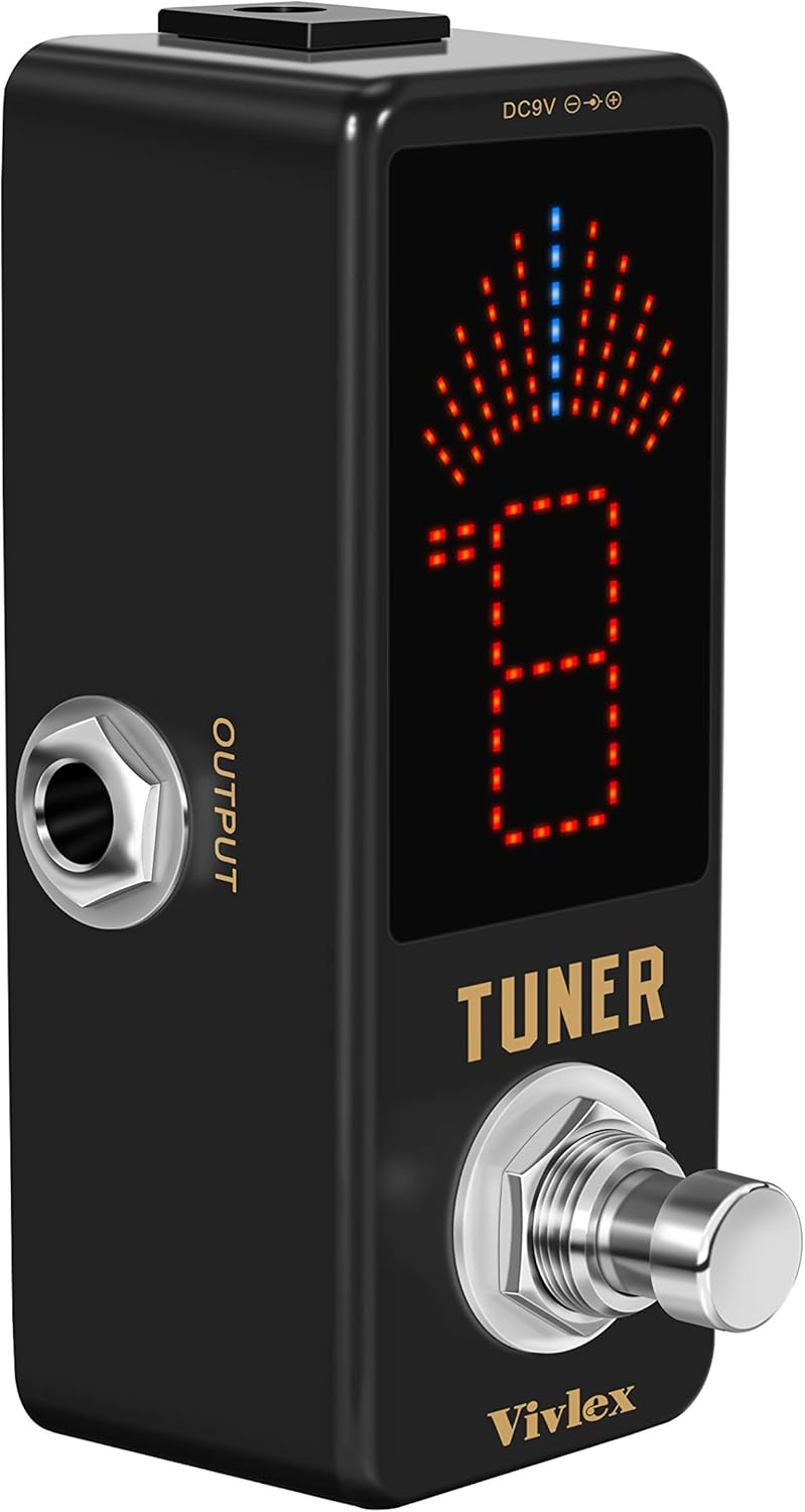 Chromatic Tuner Pedal HD LED Display Mini Tuning Pedal for Guitar and Bass High Precision Full Metal Shell with True Bypass